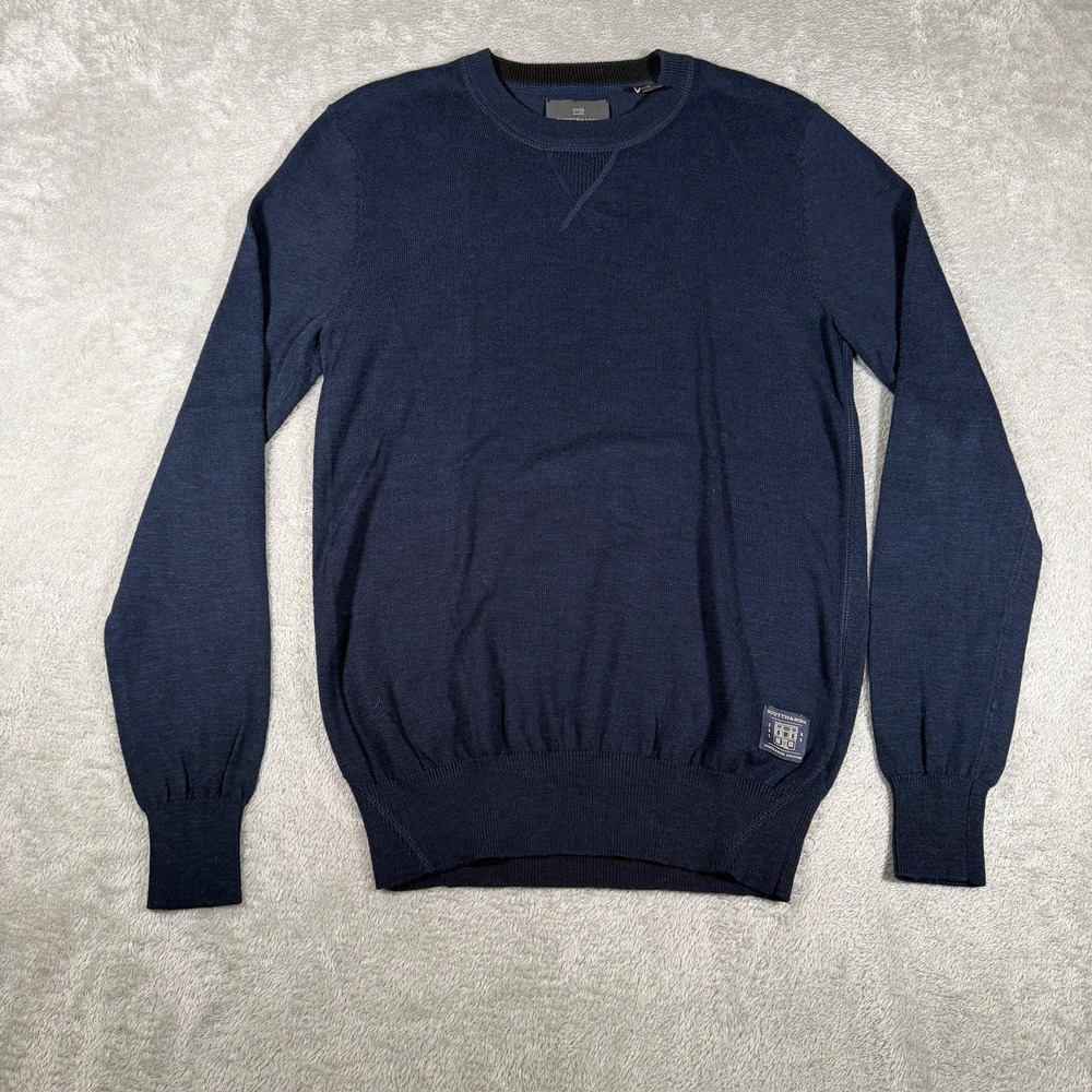 Scotch & Soda Sweater Mens Small Blue Wool Blend Crew Neck Lightweight Preppy‎
